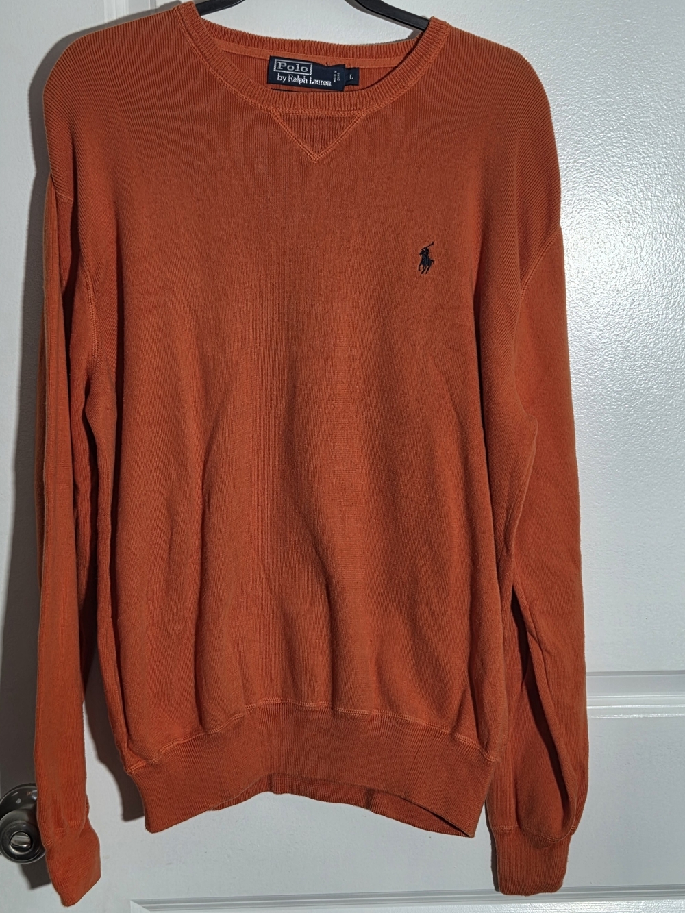 Polo Ralph Lauren Lightweight Cotton Crewneck Sweater Orange Men's Size L